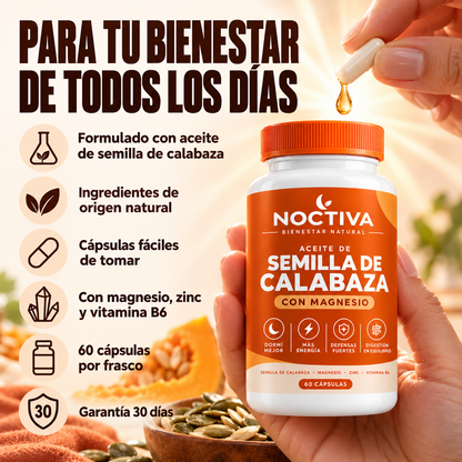 NOCTIVA™ Aceite de Semilla de Calabaza con Magnesio, Zinc y Vitamina B6