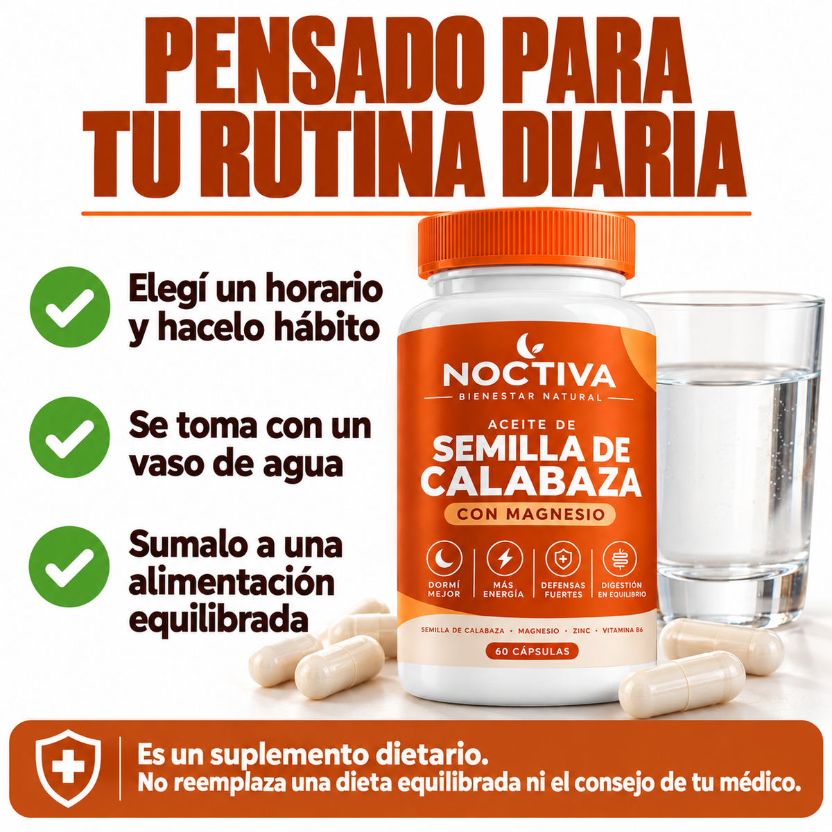 NOCTIVA™ Aceite de Semilla de Calabaza con Magnesio, Zinc y Vitamina B6