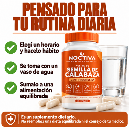 NOCTIVA™ Aceite de Semilla de Calabaza con Magnesio, Zinc y Vitamina B6